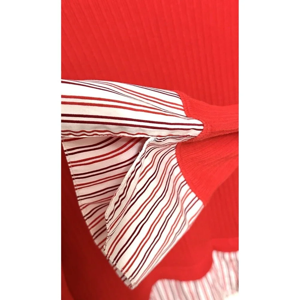 Angels Red Striped Collared Business Casual Shirt Blouse Top 3X
